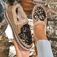 thumbnail image 2 of Coffee Feminine Warm Flats With Sequined Accent And Fleece Lining Perfect For Cold Weather, 2 of 9