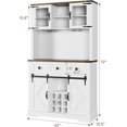 thumbnail image 2 of Ourlova 72" Farmhouse Bar Cabinet with Sliding Barn Door, Tall Kitchen Buffet Rustic Coffee Wine Bar Sideboard White, 2 of 6