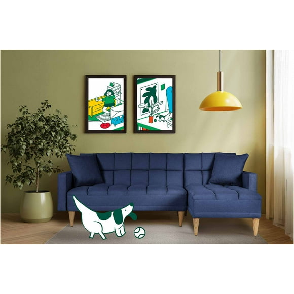 Sala Modular Reversible De Lino Azul Modelo Alpak