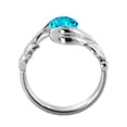 thumbnail image 7 of 1 CT Blue Topaz Ring 14K White Gold Flower Leaves Leaf, 7 of 7