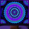 thumbnail image 6 of Mandala Glow in The Dark Tapestry Black Light Bohemian Aesthetic Tapestry UV Reactive Boho Flower Wall Hanging Poster Backdrop for Bedroom Living Room Dorm Decor 59"X51"/150X130cm, 6 of 8