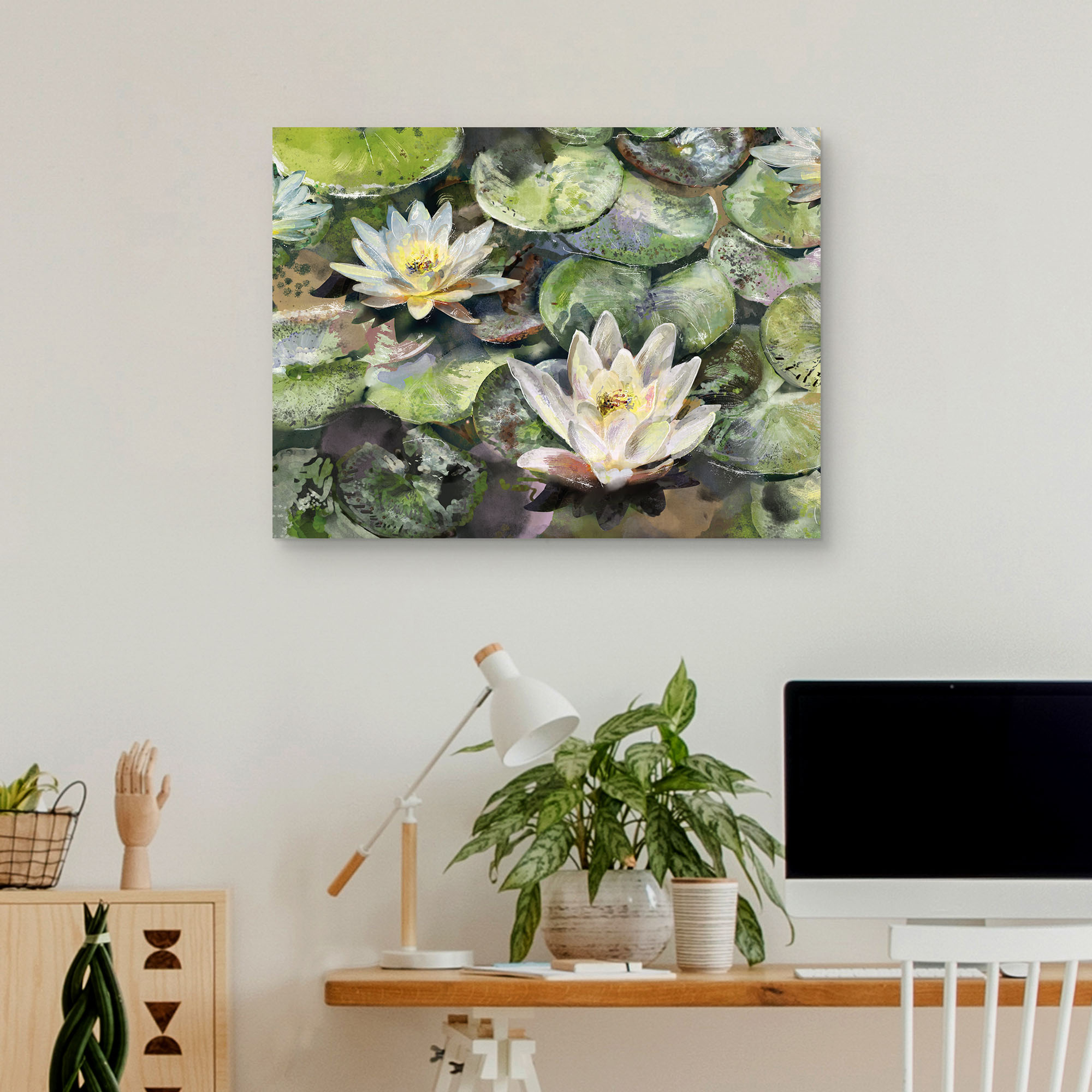 Lotus Blossoms by Studio Arts Canvas Art Print, 1.5" x 40"