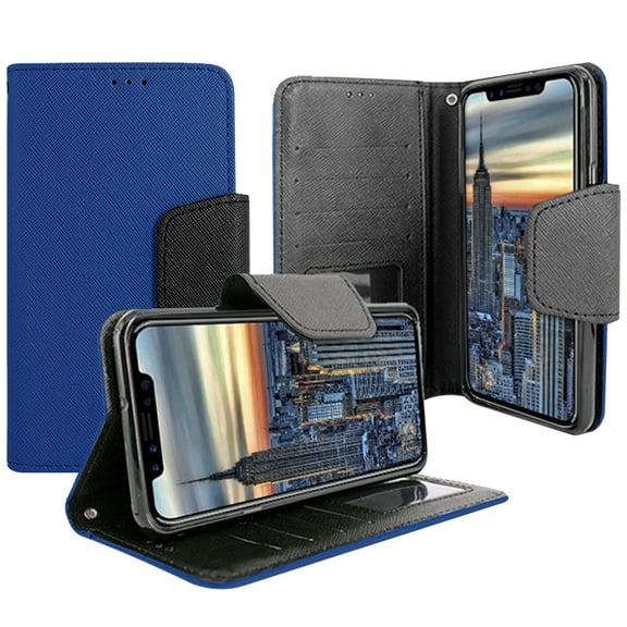 Apple IPHONE X PU Leather Wallet Case Flip Folio Wallet Case with Card Slot, Cash Clip and Magnetic Closure