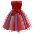 thumbnail image 2 of Little Girl's Sequin Sleeveless Mesh Rainbow Dress for Wedding Party, 2 of 3