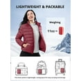thumbnail image 4 of CAMEL Women's Puffer Jacket Lightweight Packable Down Coat Womens Winter Jackets Red, 4 of 7