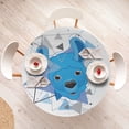thumbnail image 3 of Ambesonne Llama Emoji Fitted Round Tablecloth, Animal Face Triangles, 45"- 56" Diameter, Deep Sky Blue and White, 3 of 4