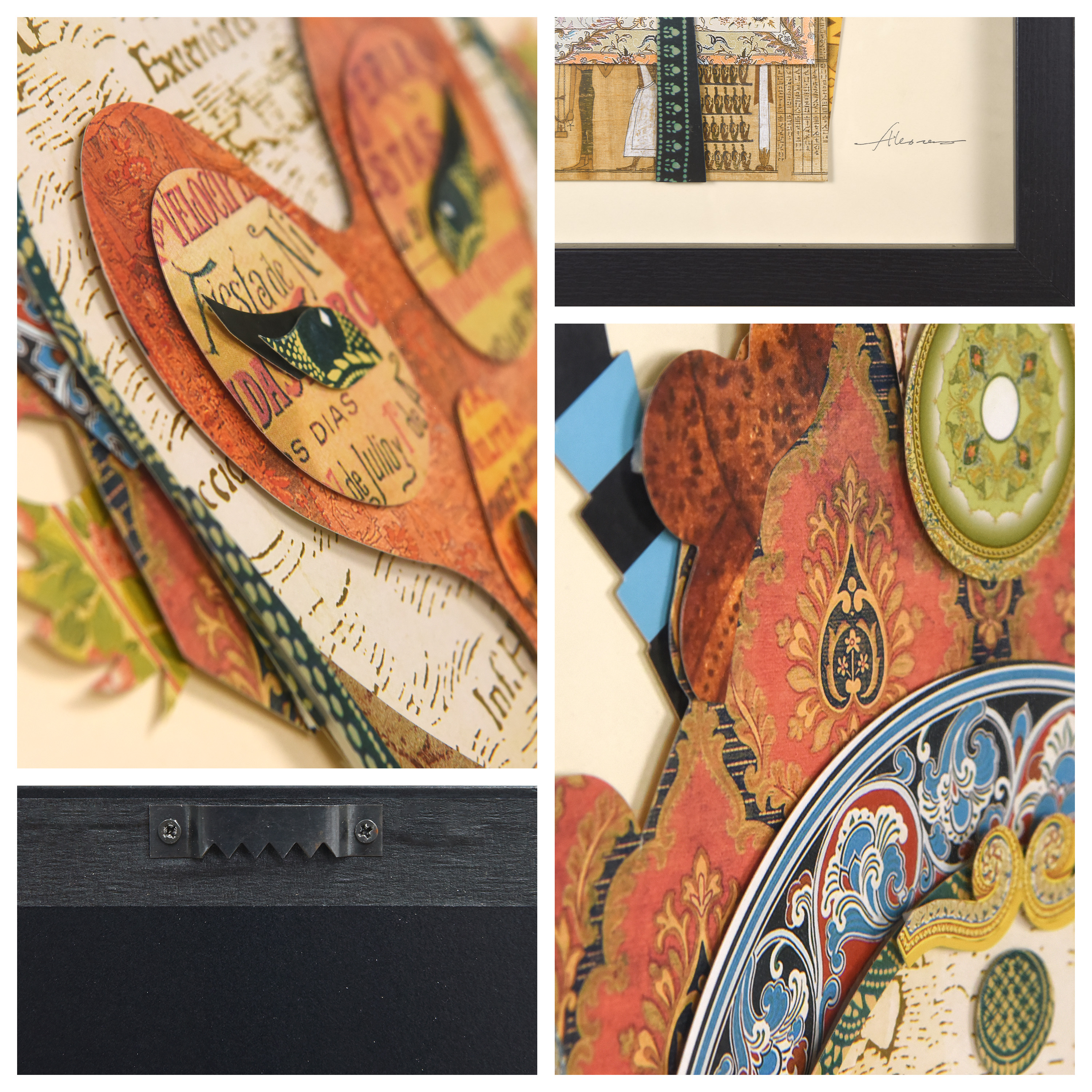 Empire Art Direct "Beijing Opera Mask 1" Alex Zeng's dimensional collage, under glass & a black shadow box frame