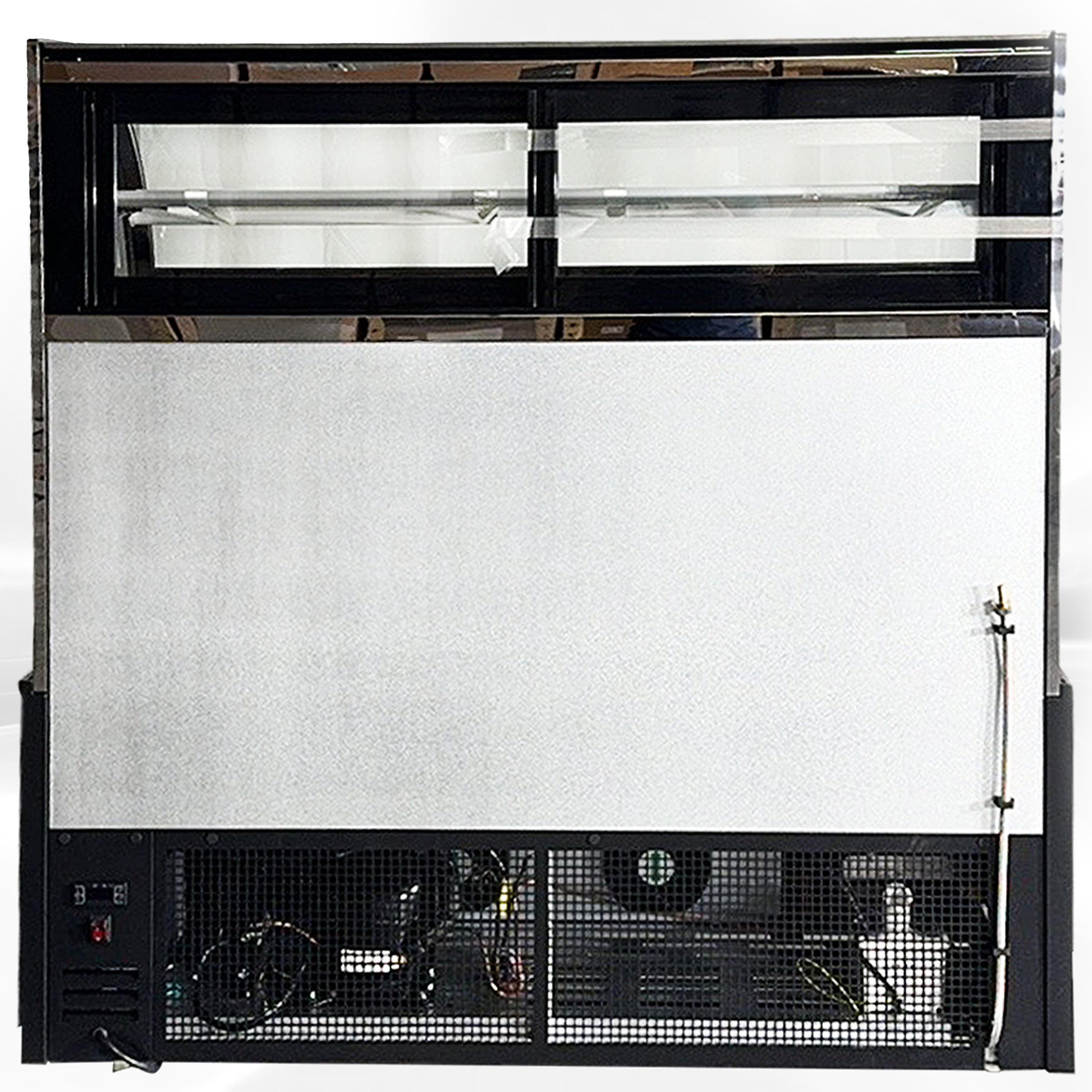 NSF 60 in. Commercial Open Air Refrigerator 20 Cu.Ft. Refrigerated Curved Glass Door Bakery Display Case Double Deck Deli Meat Show Case