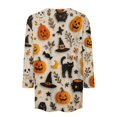 thumbnail image 5 of Trgacdwlo S-5XL Halloween T Shirts for Women Cute Ghost Witch 3/4 Length Sleeve Womens Tops Outdoor Fall Plus Size Graphic Tees for Women Beige M, 5 of 6