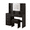 Black, variant on Hassch Vanity Desk with Lighted Mirror Cabinet and Charging Station, 47.2" Makeup Table with Hooks, Glass Top and Cushioned Stool, Dressing Table with Open Shelves and 5 Storage Drawers, White