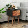 thumbnail image 4 of Gymax Table de Chevet en Bois 2 Pcs, Table d'Appoint de Style Mi-Siècle pour Salon avec 2 Tiroirs de Rangement, 4 of 10