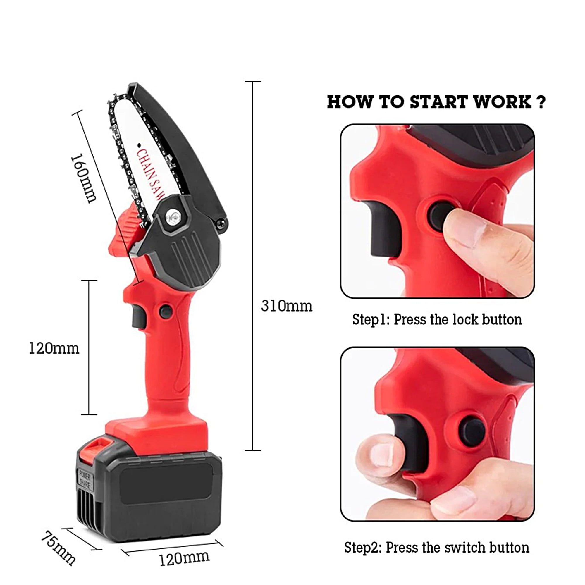 Milex Cordless Chain Saw Red With Carring Box And 2 free Chains By Avi Sivan