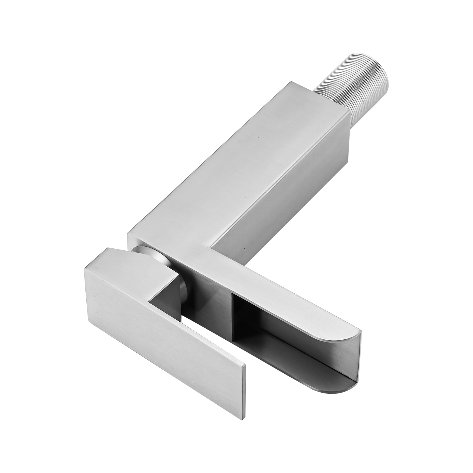 MAYEERTY Brushed Nickel Waterfall Single Handle Bathroom Faucet with Deck Plate & Pop-Up Drain, Brushed Nickel