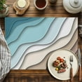 thumbnail image 4 of Abstract Beach Coastal Placemats Set of 4, Ombre Teal Brown Geometric Table Mats Washable Heat-Resistant Non-Slip Place Mats for Kitchen Dinner Table Indoor Outdoor Decor,13x19 Inch, 4 of 9