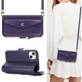 thumbnail image 2 of for iPhone 14 Wallet case,iPhone 14 Phone case with Zipper Card Holders for Women Slots Crossbody Flip Folio Book Cover with Credit Card Holder Men case - Purple, 2 of 14