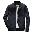 thumbnail image 1 of Chaquetas Hanzidakd para hombre, abrigos de invierno y otoño, manga larga, color liso, cuello alto, bolsillo con cremallera completa, ligeras, gabardinas holgadas, cárdigan informal, tops, negro, XXL, 1 of 8