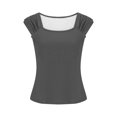 thumbnail image 5 of AherBiu Tank Tops for Women Wide Strap Square Neck Sleeveless Summer Casual Basic T Shirts Top Tees, 5 of 6