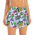 thumbnail image 2 of Logiee Space Monster Print Women 2 in 1 Running Shorts,High Waisted Athletic Shorts,Gym Workout Shorts with Liner Pockets-Medium, 2 of 7