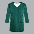thumbnail image 5 of Htigea Scrubs for Women Solid Color V Neck 3/4 Sleeve Dressy Nursing Tops with Pocket Basic Workwear Uniform Shirts Green,S, 5 of 5