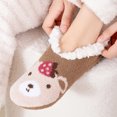 thumbnail image 6 of Fabrcox Womens Plush Indoor Slipper Socks, Christmas Holiday Print, Non Slip Grippers Cozy Winter Fuzzy Socks, Loungewear Sleep Socks for Home (F), 6 of 7