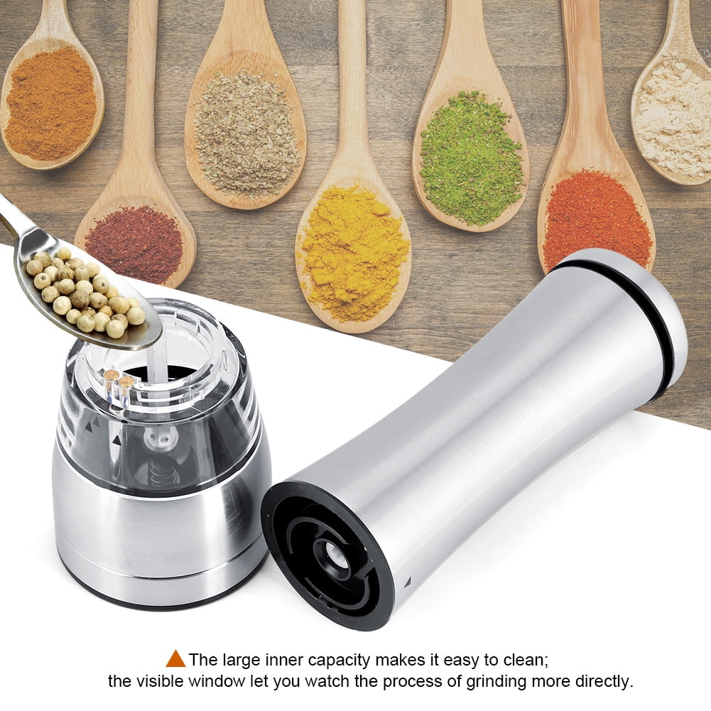 Tbest Stainless Steel Electric Salt & Pepper Mill Grinder Adjustable