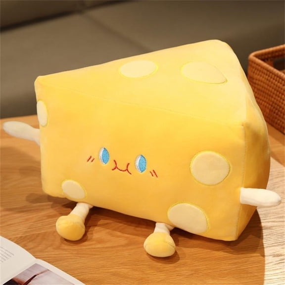 Cheese Wedge Plush Pillow Ultra Soft Decorative Foodie Cushion for Home Decor Yellow 11.8 in