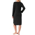 thumbnail image 3 of INSPIRE CHIC Womens Nightgown Long Sleeve Slit High Low Hem Rayon Built in Bra with Pockets Sleepdress Nightwear Pregnancy XL Black, 3 of 5