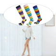thumbnail image 2 of 1 Pair Rainbow Toe Socks Colorful 5 Toe Calf Socks Rainbow Striped Leg Warmers Funny Long Toe Socks for Women and Girls, 2 of 7