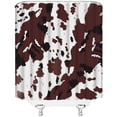 thumbnail image 3 of Milk Cow Print Shower Curtain, Brown Cowhide Funny Farm Animal Skin Milk Cow Print Vintage Western Rustic Farmhouse Creative Fabric Bathroom Decor Sets with Hooks, 3 of 4