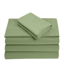 Split King 5-Piece Sheet Set, 400-TC Giza Cotton, 25 inch Deep Pockets - Sage