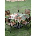 thumbnail image 3 of Outdoor Tablecloth with Umbrella Hole and Zipper, Turquoise Christmas Square Table Cloth 60x60 Inch Waterproof Tablecloth, Snowman Xmas Tree Elk Poinsettia Picnic Table Cover for Patio Camping, 3 of 7