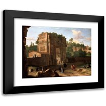 Herman van Swanevelt 14x12 Black Modern Framed Museum Art Print Titled - The Arch of Constantine, Rome