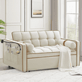 thumbnail image 2 of Lunale Convertible Pull Out Sofa Bed with Phone Stand, Tufted Loveseat Sleeper Sofa Bed for Living Room, Beige Velvet, 2 of 8