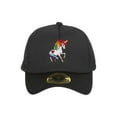 thumbnail image 1 of Rainbow Unicorn Black Adjustable Trucker Hat, 1 of 2