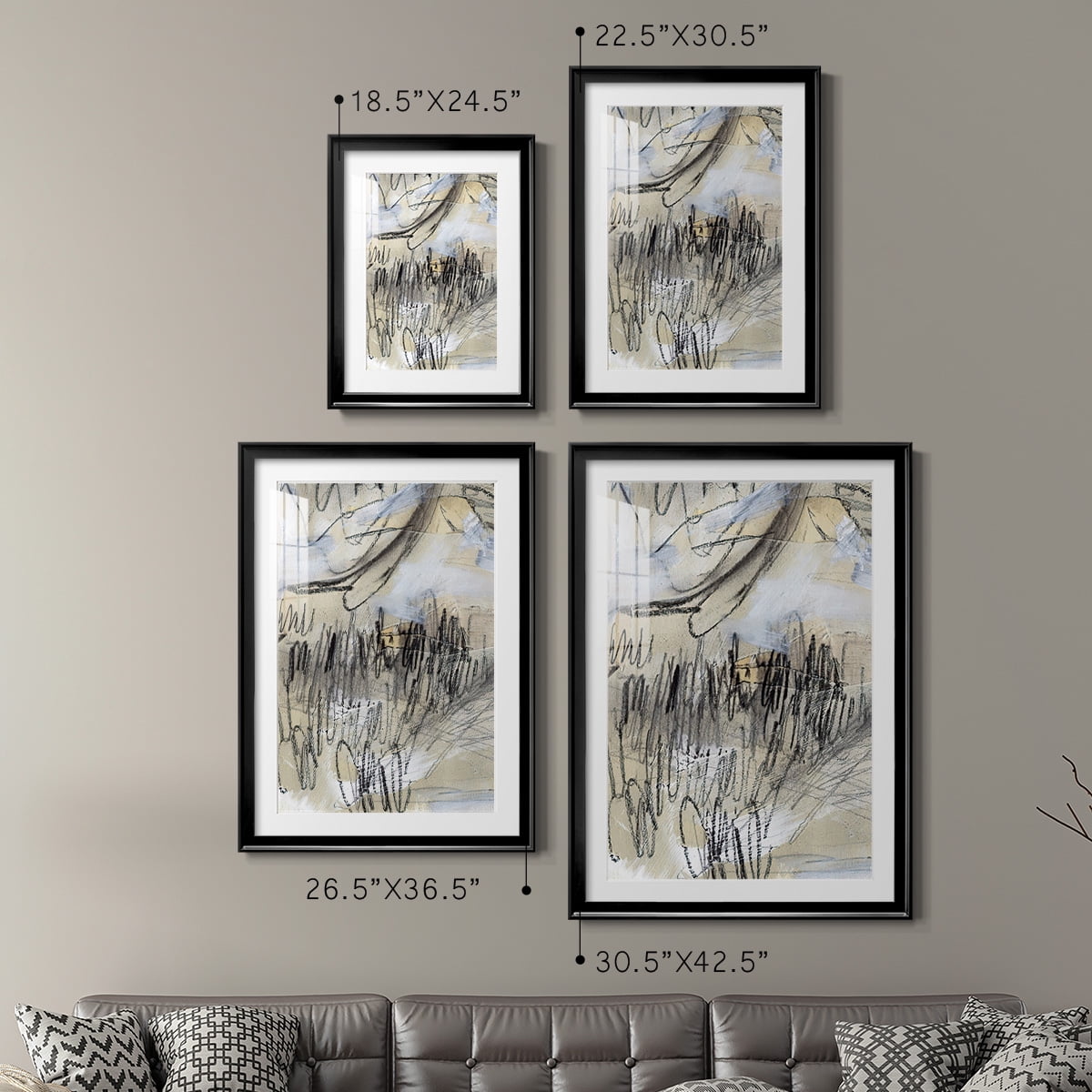 Wexford Home Masked Notes III Premium Framed Print, 30.5" x 42.5" - Ready to Hang, Black (Set of 2)