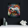 thumbnail image 4 of Graffiti Framed Canvas Wall Art Set, Gamer Room Wall Decor, Black Video Game Theme Wall Painting, Colorful Gaming Controller Art Prints for Living Room, Boys Bedroom, 4 of 4