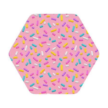 

Matuu Pink Donut for Cup Coasters Set of 6 Leather Coasters Desk Coasters for Office Measures 4” x 4” Hexagon