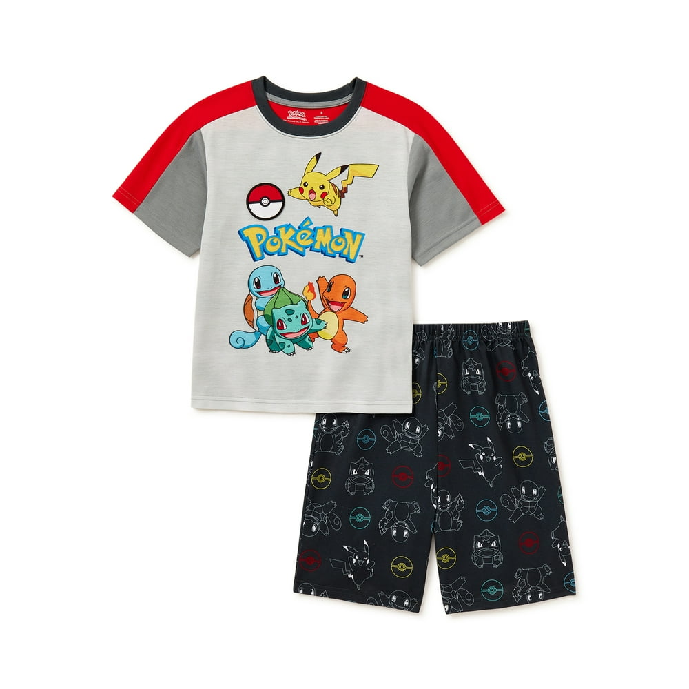 Pokémon - Pokemon Boys' Top and Shorts Pajama Set, 2-Piece, Sizes 4-10 ...