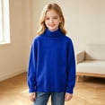 thumbnail image 5 of Fall Sweaters Nelozsy Kids Fashion Solid Color High Neck Long Sleeve Sweater Blue 6-7 Years, 5 of 8