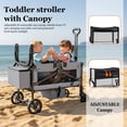 thumbnail image 5 of TouHeart Foldable Wagon Stroller for 2 Kids, Toddler stroller with Canopy&Adjustable push handle , 220 Lbs Capacity,Gray, 5 of 10