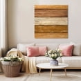 thumbnail image 5 of Farmhouse Yellow Brown Wall Art Painting on Canvas, Vintage Wooden Striped Canvas Art Home Prints Wall Art Framed Modern Artwork for Living Room Bedroom Wall Decor 16x16in, 5 of 9