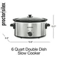 Proctor Silex 6 Quart Double Dish Slow Cooker Serves 7+ Silver 33563