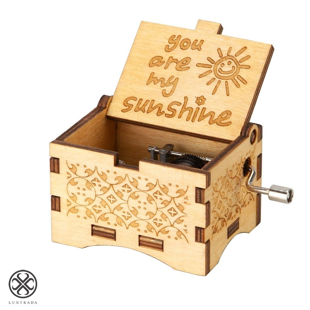 Vintage Wooden Music Box You Are My Sunshine I Love You Godfather