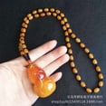 thumbnail image 2 of Faux Beeswax Amber Pendant Necklace, Butter Yellow, Gift Ready, Boho Long Sweater Chain for Men Women, 2 of 3
