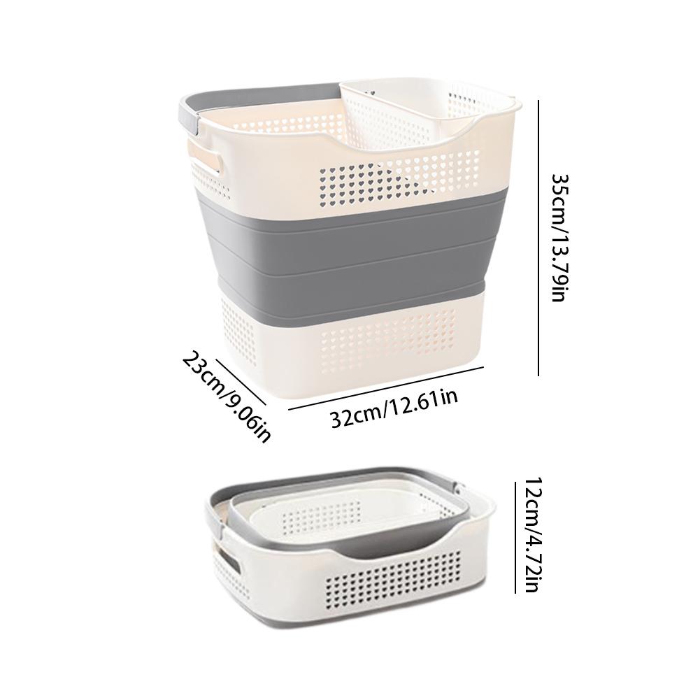 Foldable Laundry Basket with Handles, Collapsible Plastic Laundry Hamper for Clothes Storage, Grey