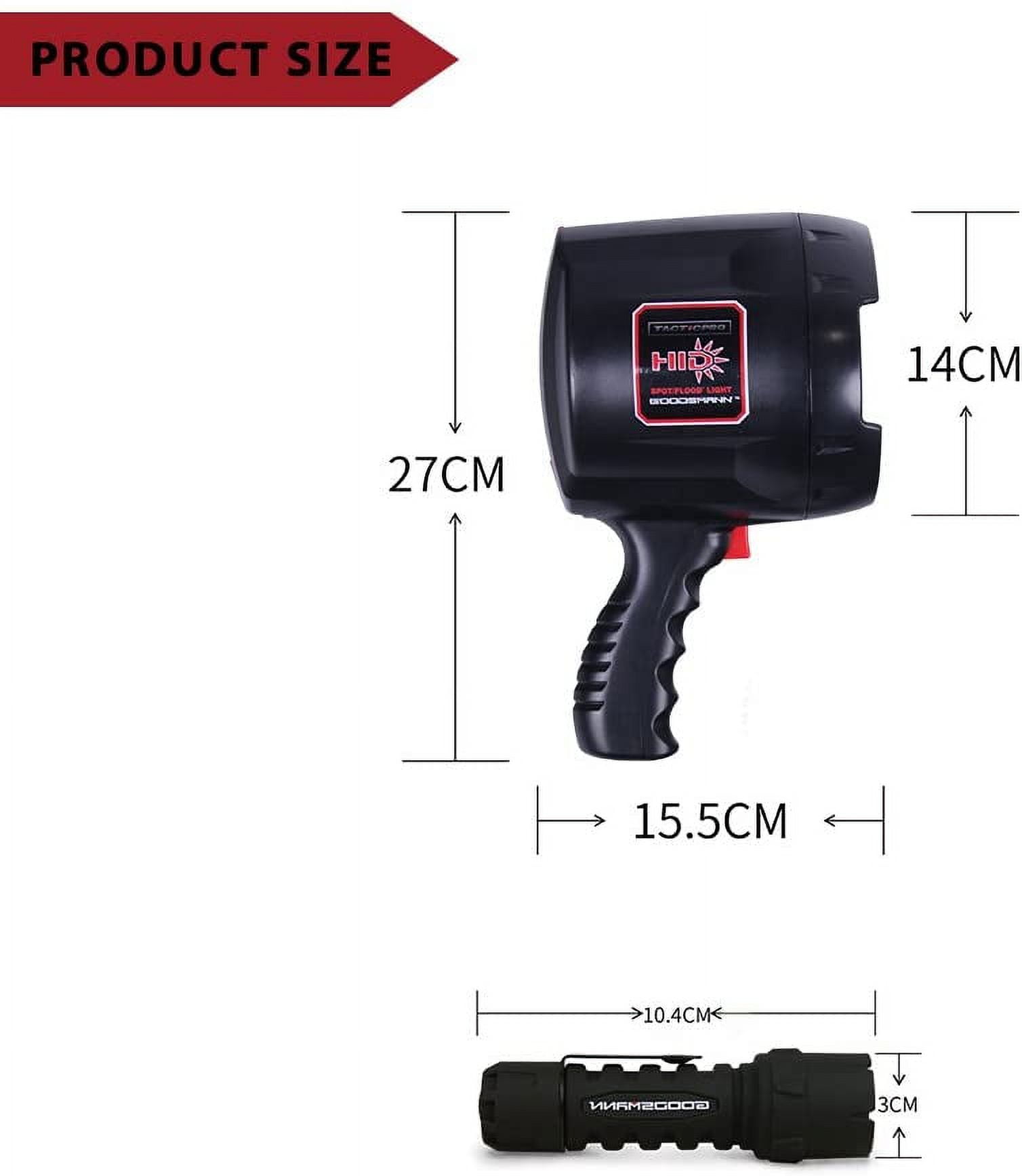 Goodsmann TACTICPRO Lighting Set (Goodsmann TACTICPRO Powerful 2000 Lumen HID Spotlight 9924-0011-06 + Goodsmann Tacticpro LED Flashlight 9924-0011-01)