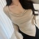 thumbnail image 3 of Ropa de mujer Corea del Sur Dongdaemun sexy mujer plisada camisola puntiaguda + cárdigan corto de manga larga dos piezas, 3 of 5