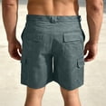 thumbnail image 4 of Big And Tall Cargo Shorts For Men With Elastic Waist And Drawstring Featuring Durable Cotton Blend Fabric In Classic Khaki Olive Black Navy Green M, 4 of 5