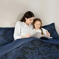 thumbnail image 5 of Manfei Exotic Style Flowers Bedding Comforter Set,Rustic Damask Print Twin Comforter Sets,Deepblue Black Bedding Set For Kids,Ultra Soft Home Decor Reversible,2-Piece, 5 of 8
