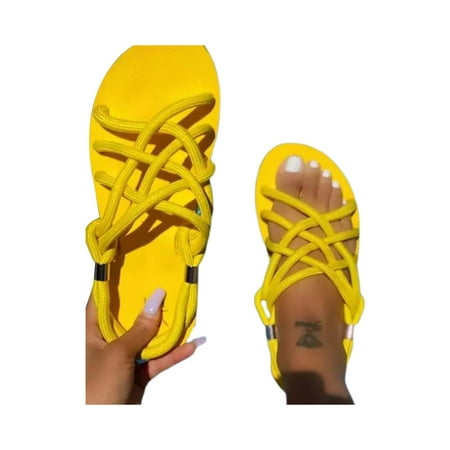 

Women s Comfort Open Toe Sandals Walking Cross-Strap Slip On Slippers Shoes
